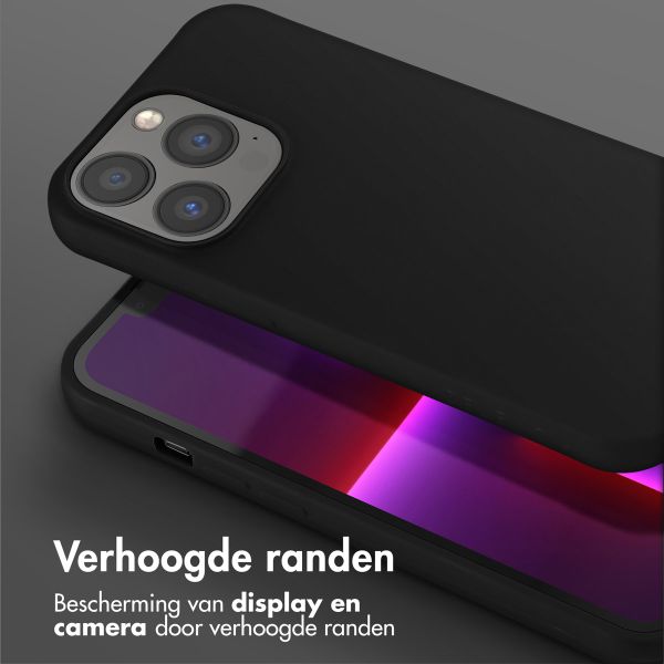 Selencia Siliconen hoesje met afneembaar koord iPhone 13 Pro - Zwart