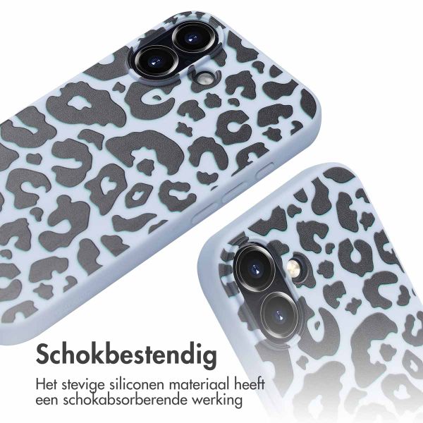 imoshion Siliconen design hoesje met koord Apple iPhone 16 - Animal Lila