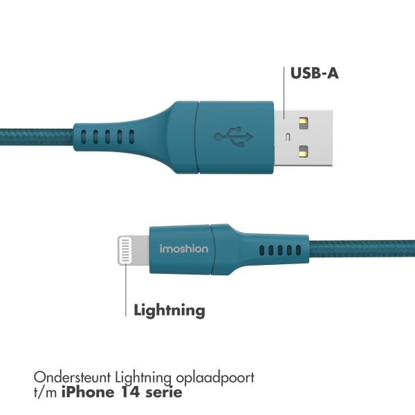 imoshion Lightning naar USB kabel - Non-MFi - Gevlochten textiel - 2 meter - Donkerblauw