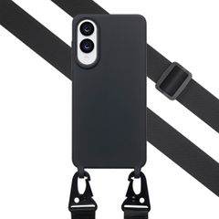 Selencia Siliconen hoesje met afneembaar koord Samsung Galaxy S25 Edge - Zwart