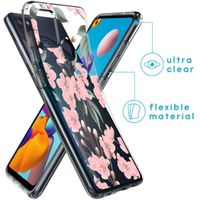 imoshion Design hoesje Samsung Galaxy A21s - Bloem - Roze / Groen