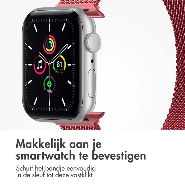 imoshion Milanees magnetisch bandje Apple Watch Series 1 - 9 / SE (38/40/41 mm) | Series 10 / 11 (42 mm) - Maat S - Rood