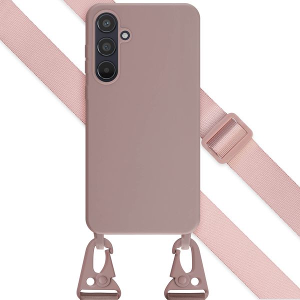 Selencia Siliconen hoesje met afneembaar koord Samsung Galaxy A55 - Sand Pink