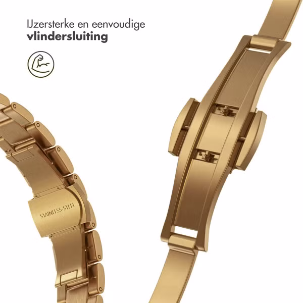Selencia Slim Steel schakelbandje Apple Watch Series 1 t/m 9 / SE (38/40/41 mm) | Series 10 / 11 (42 mm) - Goud