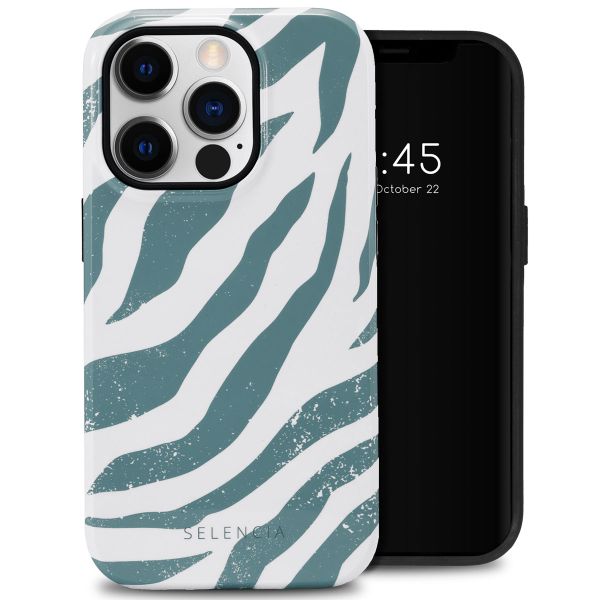 Selencia Vivid Tough Backcover iPhone 14 Pro - Colorful Zebra Pine Blue