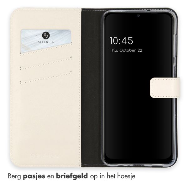 Selencia Echt Leren Bookcase Samsung Galaxy A13 (5G) / A04s - Greige
