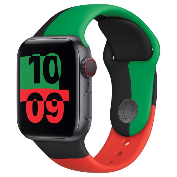 Apple Sport Band Apple Watch Series 1 t/m 9 / SE (38/40/41 mm) | Series 10 (42 mm) - Maat M/L - Black Unity