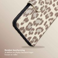 Selencia Sabi Bookcase met Panterprint Apple iPhone 14 / 13 - Soft Ivory