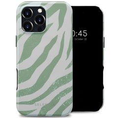 Selencia Vivid Backcover met MagSafe Apple iPhone 16 Pro Max - Colorful Zebra Sage Green
