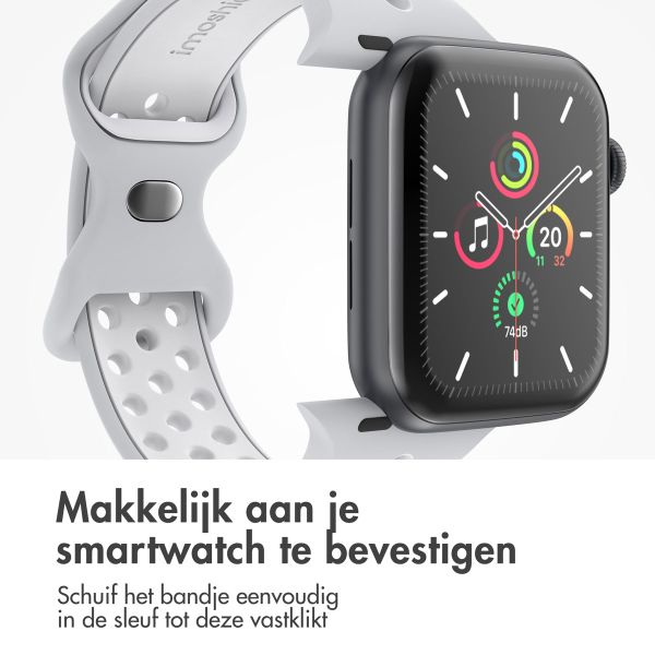 imoshion Sport⁺ bandje Apple Watch Series 1 t/m 9 / SE (38/40/41 mm) | Series 10 (42 mm) - Maat M/L - Pure Platinum & White