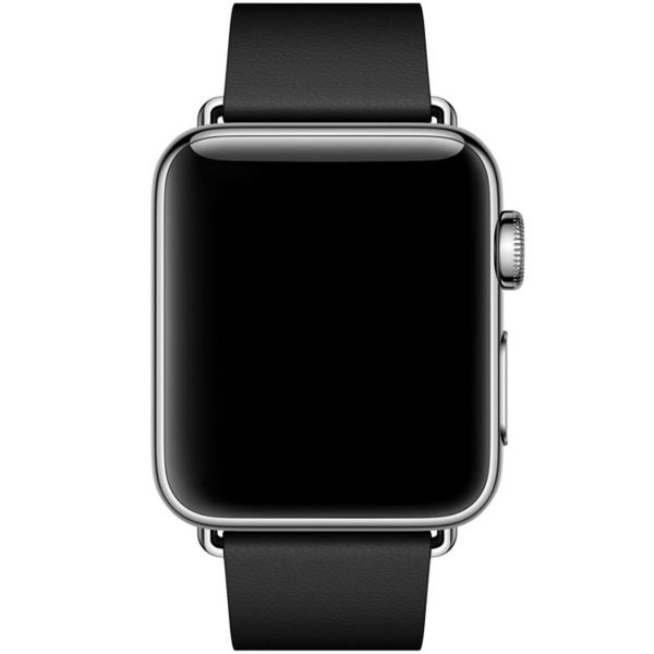 Apple Leather Band Modern Buckle Apple Watch Series 1 t/m 9 / SE (38/40/41 mm) | Series 10 / 11 (42 mm) - Maat S - Black