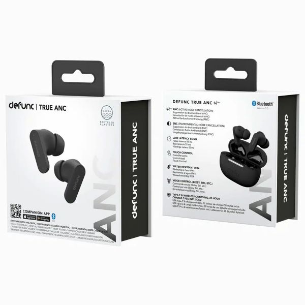 Defunc True ANC Earbuds - Draadloze oordopjes - Bluetooth draadloze oortjes - Met ANC noise cancelling functie - Black