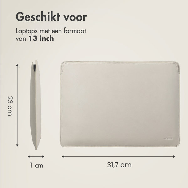 Accezz Leather Laptophoes 13 inch - Laptopsleeve - Beige