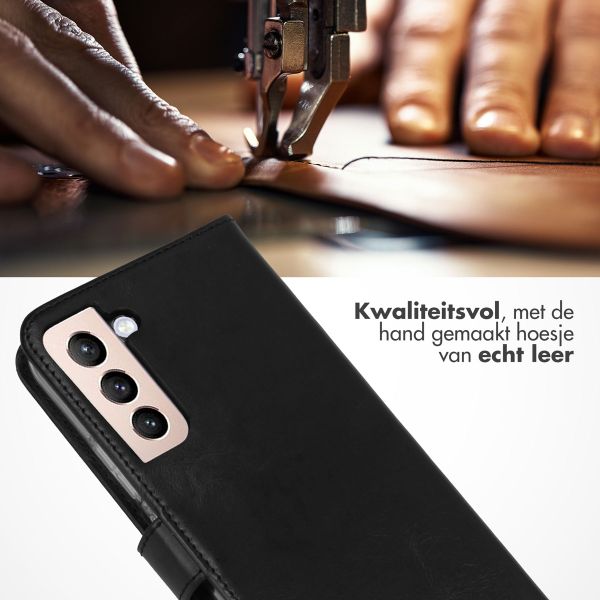 Selencia Echt Leren Bookcase Samsung Galaxy S22 Plus - Zwart