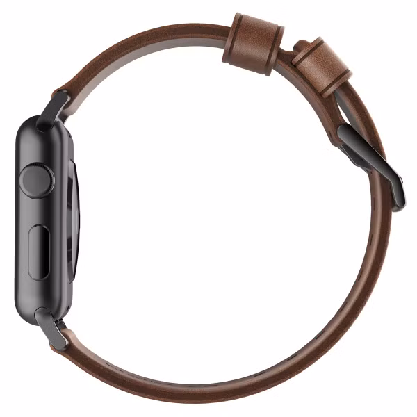 Nomad Modern Band van leder Apple Watch Series 1 t/m 11 / SE / Ultra (44/45/46/49 mm) - Brown / Black