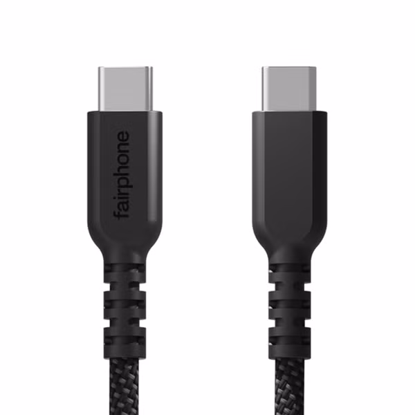 Fairphone LongLife USB-C naar USB-C/USB-A Oplaadkabel - 240W - 2,5 meter - Zwart