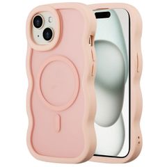 Selencia Wavy Backcover met MagSafe Apple iPhone 15 - Soft Pink