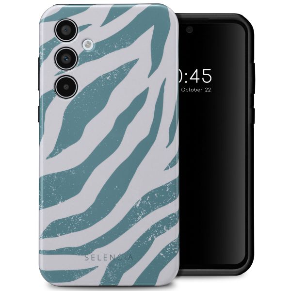 Selencia Vivid Tough Backcover Samsung Galaxy A35 - Colorful Zebra Pine Blue