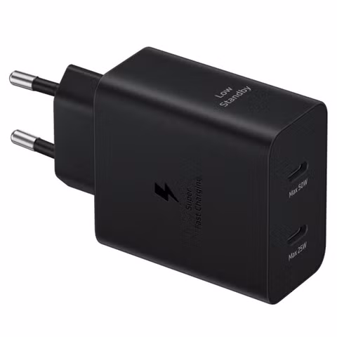 Samsung Galaxy Fast Charger with Two USB-C Ports - including USB-C Cable - 50 Watt - Black