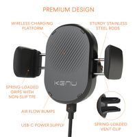 Kenu Airframe Wireless - Telefoonhouder auto - Ventilatierooster - Draadloos opladen - Zwart