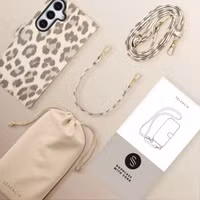 Selencia Sabi Bookcase met Panterprint Samsung Galaxy S24 / S25 - Soft Ivory