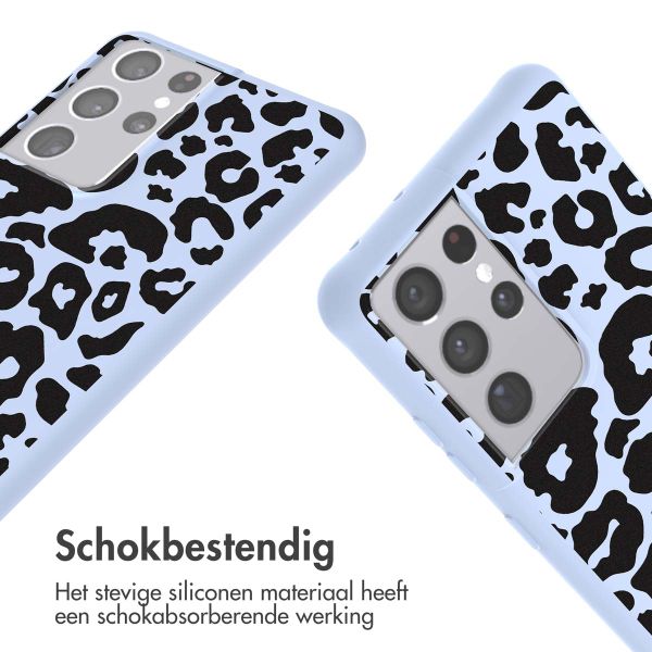 imoshion Siliconen design hoesje met koord Samsung Galaxy S21 Ultra - Animal Lila