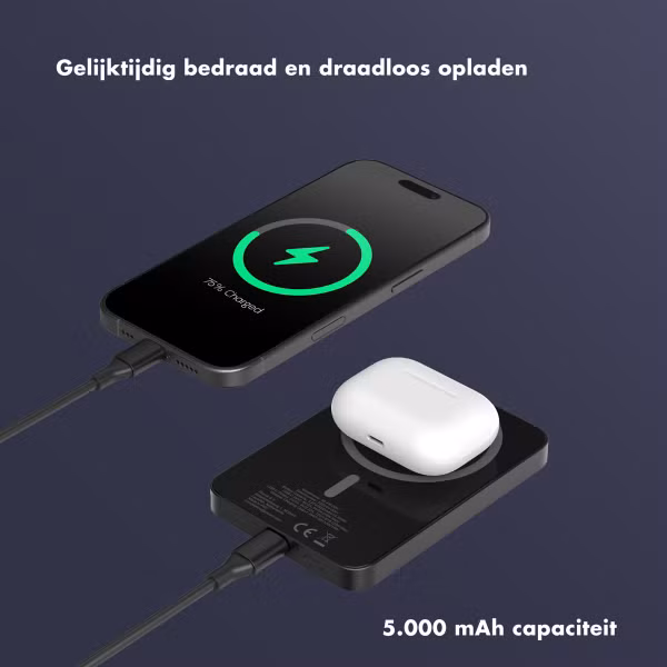 Selencia Vivid MagSafe Powerbank 5.000 mAh - Draadloze Powerbank - MagSafe en Qi2 - Black / Swirl Black