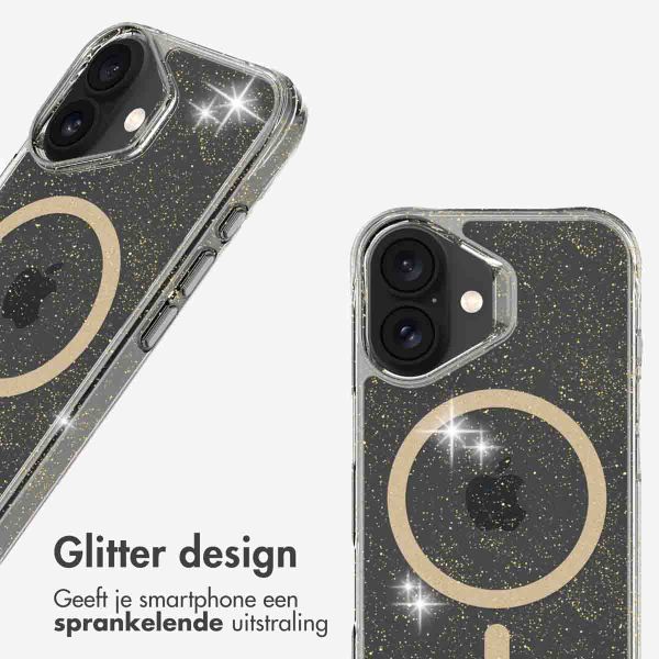 imoshion Clear Glitter Backcover met MagSafe Apple iPhone 16 - Goud