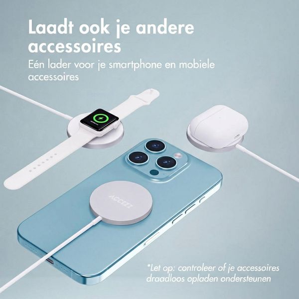 Accezz Wireless Charger USB-C - MagSafe Draadloze Oplader - 1 meter - Wit