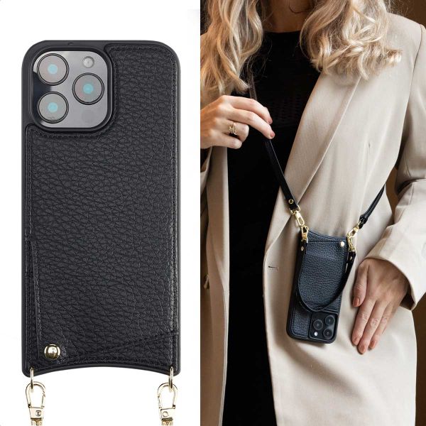 Selencia Nova Phone Case with Cord and Card Holder Apple iPhone 16 Pro Max - Black