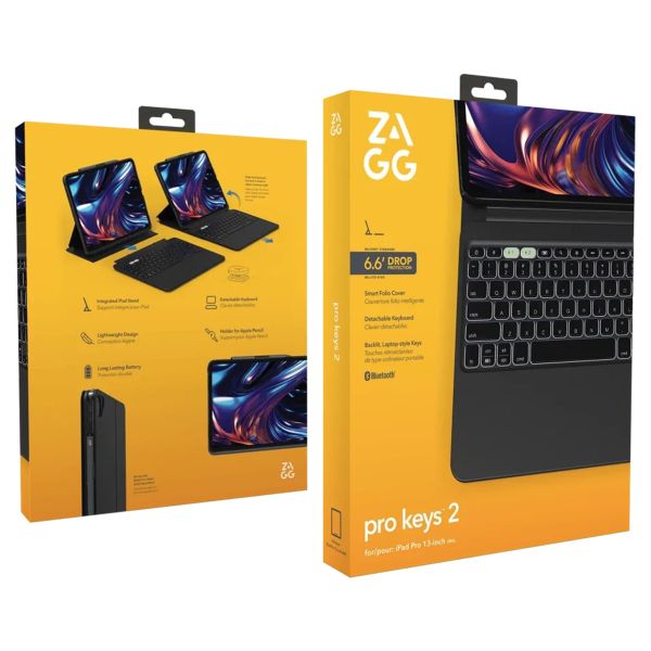 ZAGG Pro Keys 2 QWERTY keyboard bookcase iPad Pro 13 (2024) M4 - Zwart