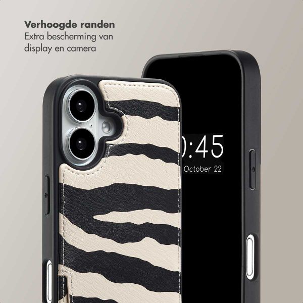 Selencia Nova Telefoonhoes met Koord en Pashouder Apple iPhone 16 - Zazzy Zebra