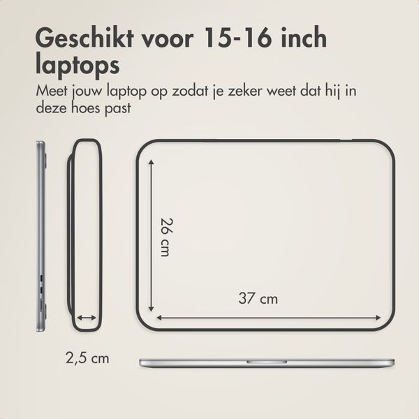 Accezz Leather Laptophoes met rits 15-16 inch - Laptopsleeve - Beige
