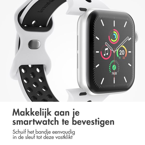 imoshion Sport⁺ bandje Apple Watch Series 1 t/m 11 / SE / Ultra (44/45/46/49 mm) - Maat M/L - Pure Platinum & Black