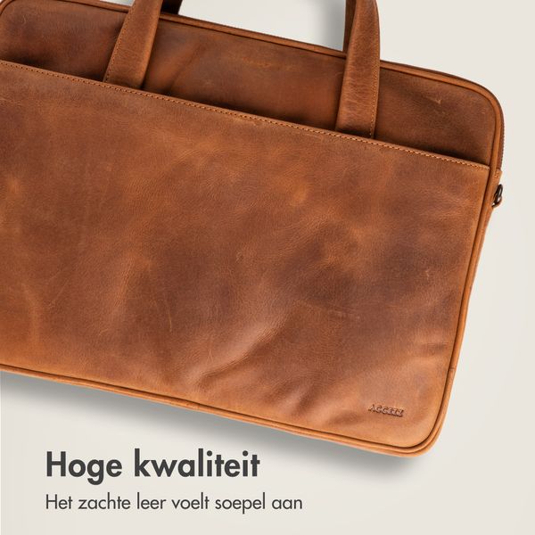 Accezz Leather Laptoptas 16 inch - Cognac