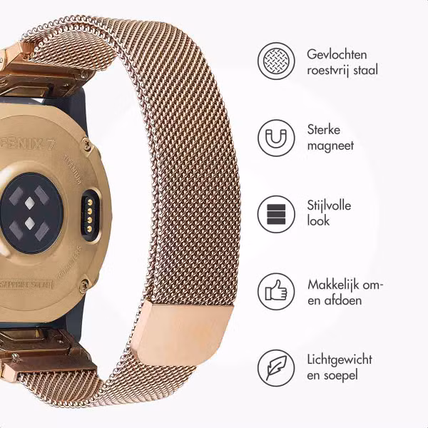 imoshion QuickFit® Milanees bandje Garmin Watch | 22 mm aansluiting - Rosé Goud