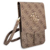 Guess Crossbody Telefoontasje - Smartphone schoudertasje met riem 4G Logo - Bruin