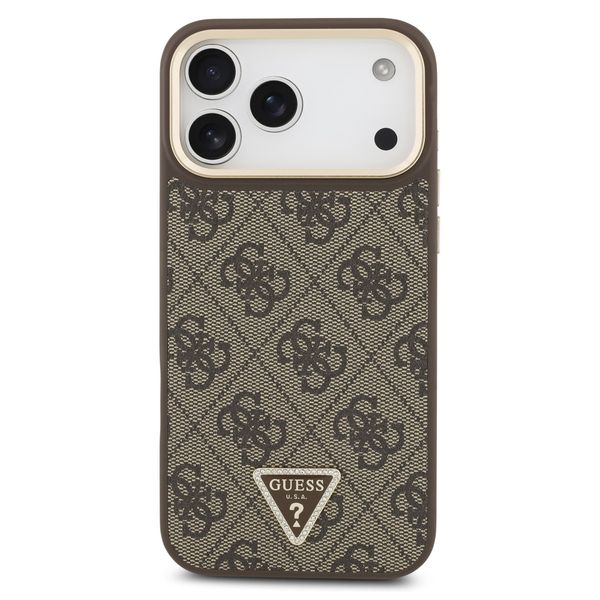 Guess Classic Triangle Logo Leather Backcover met MagSafe Apple iPhone 17 Pro Max - Bruin