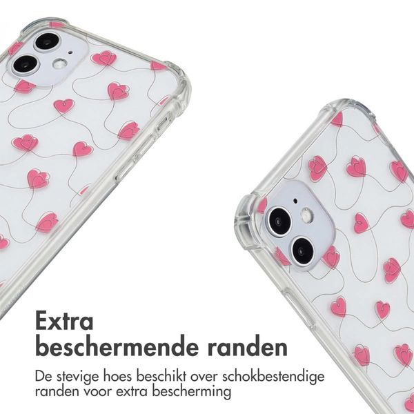 imoshion Design hoesje met koord Apple iPhone 11 - Dusty Rose Connected Hearts