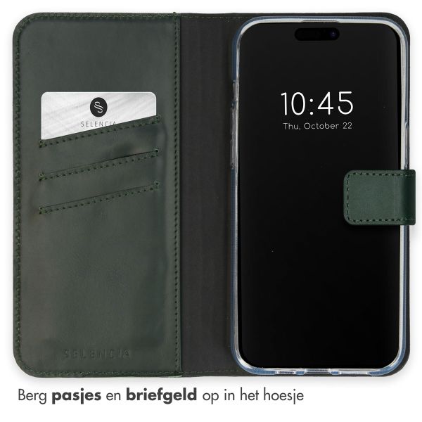 Selencia Echt Leren Bookcase Apple iPhone 15 Pro Max - Groen