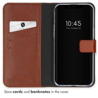 Selencia Genuine Leather Book Case Apple iPhone 15 Plus - Light Brown