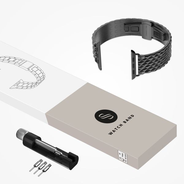 Selencia Stalen draak band Apple Watch Series 1 t/m 9 / SE (38/40/41 mm) | Series 10 / 11 (42 mm) - Zwart