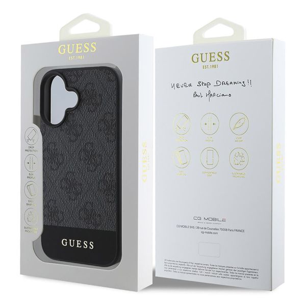 Guess Bottom Stripe 4G Backcover iPhone 16 - Grijs