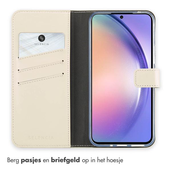 Selencia Echt Leren Bookcase Samsung Galaxy A54 (5G) - Greige