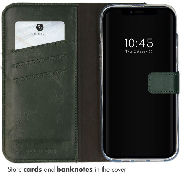Selencia Genuine Leather Book Case Apple iPhone 14 - Green