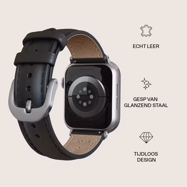 Burga Genuine Leather Band Apple Watch Series 1 - 9 / SE (38/40/41 mm) | Series 10 / 11 (42 mm) - Don't Text / Silver