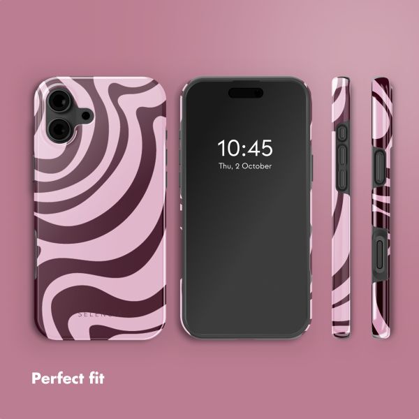 Selencia Vivid Back Cover with MagSafe Apple iPhone 16 - Wavy Swirl Pink Plum