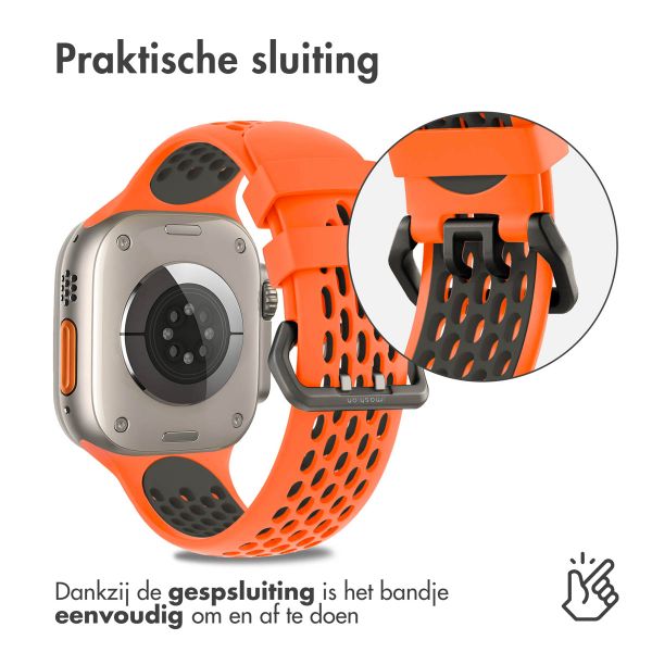 imoshion Siliconen sport bandje gesp Apple Watch Series 1 t/m 11 / SE / Ultra (44/45/46/49 mm) - Oranje / Zwart