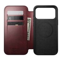 Nomad Modern Horween Leather Folio Bookcase met MagSafe Apple iPhone 17 Pro Max - Burgundy