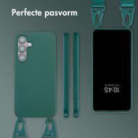 Selencia Siliconen hoesje met afneembaar koord Samsung Galaxy S25 FE - Donkergroen